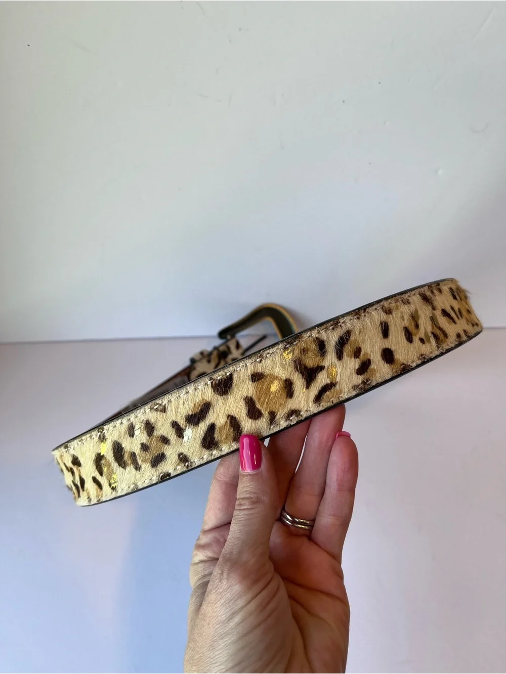 Angel Ranch Calf Hair Western Cheetah Belt - Picture 7 of 9